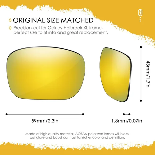 Miniatura 2 de Lentes de repuesto ANSI Z87.1 para gafas de sol Oakley Holbrook XL OO9417 Dorado (Pure Gold)