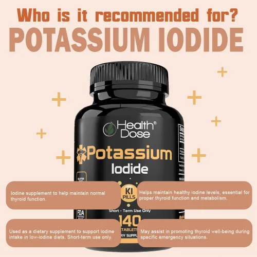 Miniatura 7 de Health Dose Tabletas de potasio + yoduro (KI) – 130 mg 140 tabletas – para apoyo tiroideo, metabolismo celular y equilibrio electrolítico – Sin OMG