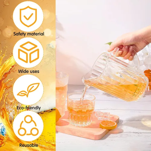 Miniatura 4 de Rtteri - Paquete de 16 jarras de plástico transparente de 32 onzas a granel, mini jarras de bebidas con asa y boquilla para agua, cerveza, limonada