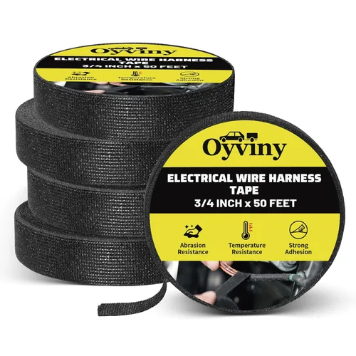 Oyviny 5 rollos de cinta eléctrica de tela de 3/4 pulgadas x 50 pies de cinta de arnés de cableado para amortiguación de ruido, motor automotriz,