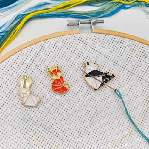 3 piezas de agujas geométricas de animales para punto de cruz, imanes para coser bordados y accesorios de costura, esmalte y aguja magnética niñera