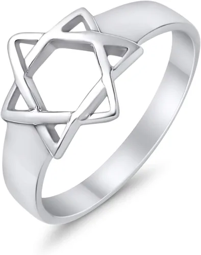 Miniatura 2 de Blue Apple Co. Anillo de estrella judía de plata de ley 925 con estrella de David Judaism