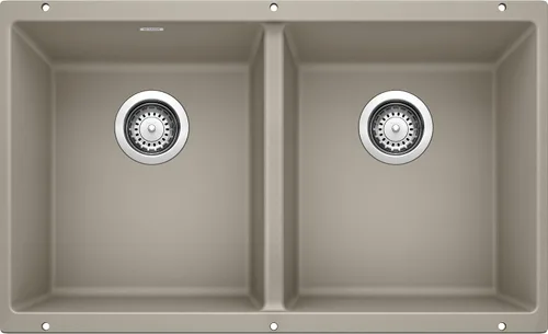 Miniatura 6 de Blanco Précis Fregadero 2 tarjas iguales de 16 pulgadas, 516319 Gris metálico