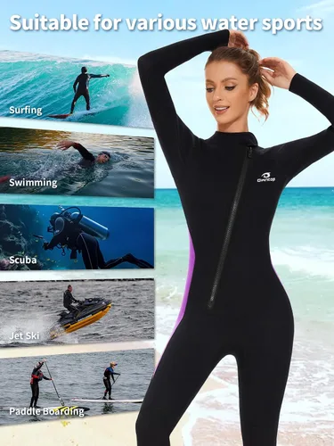 Miniatura 5 de Owntop Traje de neopreno de 5 mm para buceo - Traje húmedo para hombre y mujer de neopreno grueso de cuerpo entero, cremallera frontal, manga larga