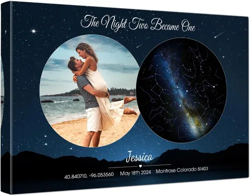 Miniatura 28 de IPIC - Tiernas mareas, ilustraciones personalizadas con nombres y fecha, regalo de amor para aniversario, boda, cumpleaños y vacaciones. 12#P (24x16)