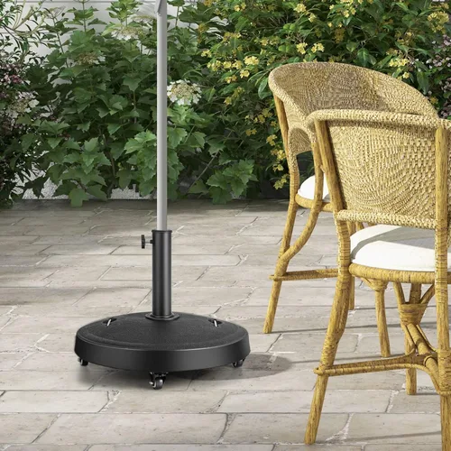 Miniatura 8 de Giantex Base de paraguas con ruedas, soporte de paraguas resistente de 52 libras con 4 ruedas bloqueables y 2 asas para postes de 1.5 a 1.9