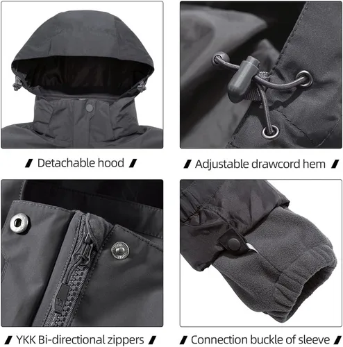 Miniatura 10 de CAMEL CROWN Chaqueta de esquí impermeable 3 en 1 para mujer, abrigo de invierno rompevientos, chaquetas de snowboard para lluvia, nieve, senderismo