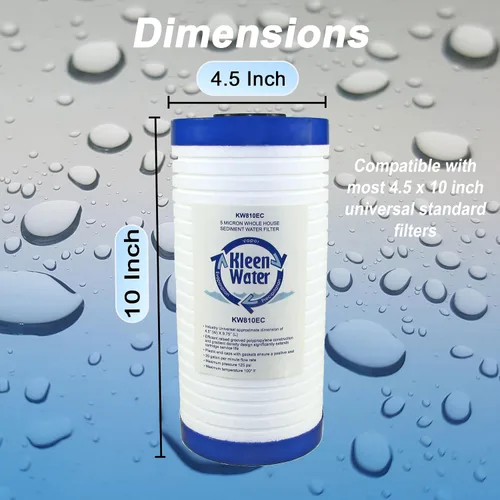 Miniatura 4 de KleenWater KW810EC Cartucho de repuesto para filtro de agua de sedimentos para toda la casa, 5 micras, 4.5 x 9.875 pulgadas (1 paquete)