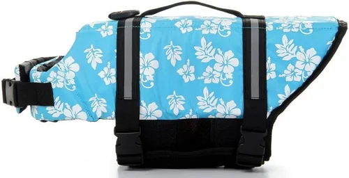 Miniatura 2 de Chaleco salvavidas para perro Woo Woo Pets, ajustable, XS, Azul (Blue Flower)