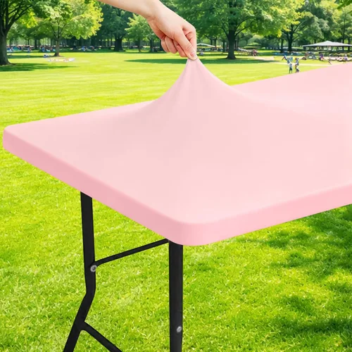 Miniatura 30 de Moosfor Mantel rectangular de elastano de 4 pies, manteles elásticos ajustables para pícnic, funda elástica y lavable para mesa de patio para Azul