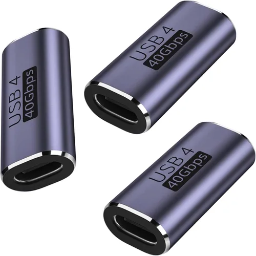 Miniatura 7 de Paquete de 3 acopladores USB C de 240 W Thunderbolt 5, USB C hembra a hembra, compatible con 80 Gbps, ancho de banda de 120 Gbps, video dual de 8K