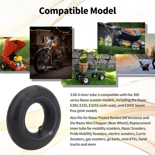 Miniatura 5 de TIANYAN Tubo interno 3.00-4 para Razor E300 E325 Scooter, Pocket Rocket, Utility Dolly, tractores, cortacéspedes, carretillas de mano, carro