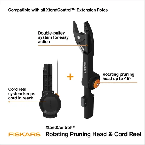Miniatura 2 de Fiskars XtendControl Cabezal de poda y carrete de cable con sistema lineal de doble polea, mango de cordón de ajuste rápido, compatible con postes