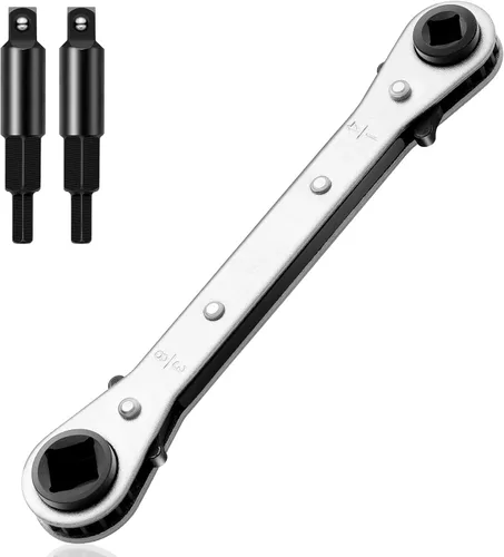 Miniatura 9 de Llaves de servicio HVAC: Llave de trinquete de válvula de aire acondicionado de 3/16” a 3/8” 5/16’’ x 1/4’’ con kit de adaptador de 2 bits