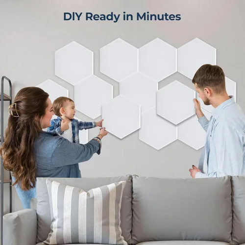 Miniatura 4 de Paquete de 18 paneles acústicos hexagonales, paneles de pared insonorizados de alta densidad de 12 x 10 x 0.4 pulgadas, paneles de pared acústicos