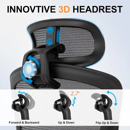 Miniatura 5 de Silla de oficina grande y alta de 500 libras, silla de computadora ejecutiva grande y resistente con brazos abatibles 5D, silla de escritorio