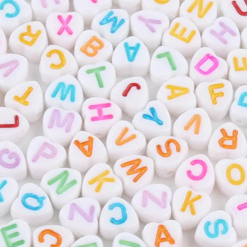Miniatura 10 de 1200 cuentas de letras negras para pulseras, cuentas redondas de acrílico negro y dorado del alfabeto de 0.157 x 0.276 in para fabricación de joyas
