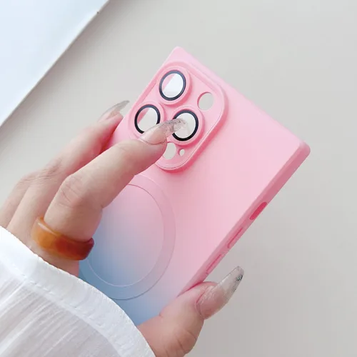 Miniatura 3 de Funda cuadrada para iPhone 12 Pro, compatible con MagSafe, protector completo de lente de cámara, funda multicolor de lujo para mujeres y niñas
