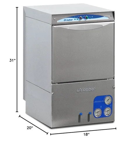 Miniatura 5 de Eurodib DSP3 Lamber - Lavadora de vidrio comercial para colocar debajo del mostrador de alta temperatura, 30 estanterías/hora, acero inoxidable