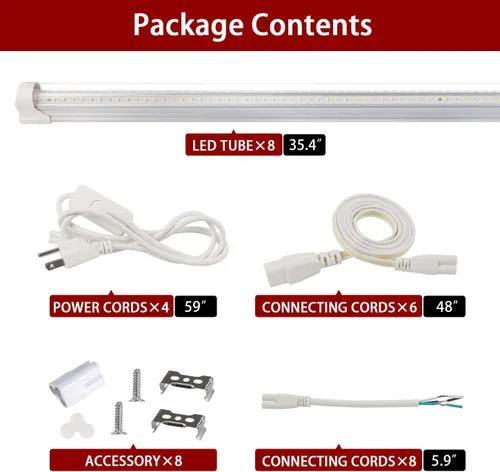 Miniatura 6 de Lámpara LED de tienda de 3 pies, tubo T8 en forma de V, 30 W, 4680 lm, 6000 K, lámpara LED enlazable para tienda, tubo de luz de 3 pies, eléctrica