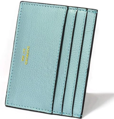 DONWORD RFID Slim Leather Card Case Cartera Minimalista Titular de la tarjeta de crédito Clip de dinero (azul), Azul, Minimalista