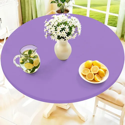 Miniatura 18 de Moosfor Mantel redondo de elastano, elástico ajustable impermeable para mesas de 18 a 24 pulgadas, mantel de picnic elástico lavable para Azul