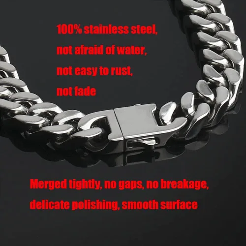 Miniatura 3 de Collar para hombre, cadena cubana, cadenas de acero inoxidable para hombres y mujeres, joyería gruesa Miami Hip Hop Big Gargantilla de 911130.591in