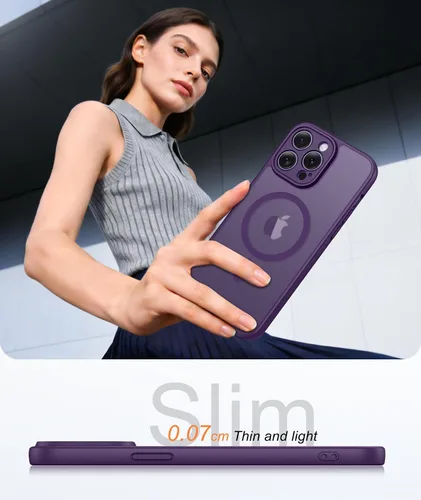 Miniatura 475 de FNTCASE Funda para iPhone 17 Pro: Fundas delgadas translúcidas de color azul claro compatibles con MagSafe, protección completa de la cámara