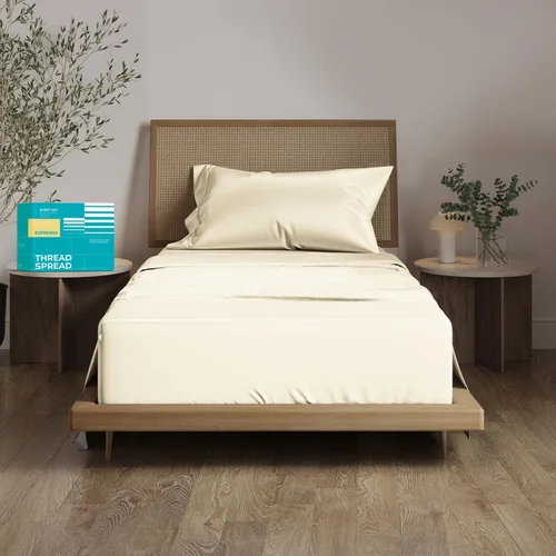 Miniatura 34 de THREAD SPREAD Sábanas 100% Algodón Egipcio Tamaño Twin - 800 Alto Número de Hilos 3 Piezas Sábanas Twin Extra Largas para Dormitorio, Bolsillo