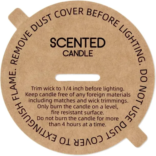 Miniatura 14 de CandMak Cubiertas antipolvo para velas, 48 piezas impresas de papel kraft con tapa antipolvo con lengüeta para hacer velas (12 tamaños)