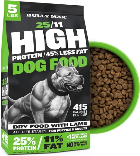 Bully Max 25/11 Alimento seco para perros de alto contenido en proteínas y bajo en grasas con cordero para cachorros y perros adultos - Sabor a