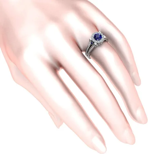 Miniatura 3 de Anillo de compromiso para mujer con piedras preciosas de platino