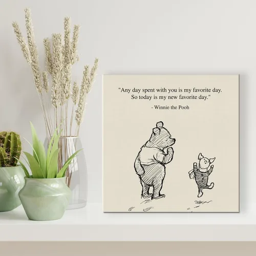 Miniatura 4 de Arte de pared clásico con cita de Winnie the Pooh, retro, Any Day Spent With You is My Favorite Day Sayings, lienzo, cuadros enmarcados, letrero