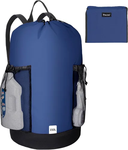 Miniatura 26 de BALEINE Mochila Bolsa de Lavandería de 120L, Tela Oxford 900D Bolsas Grandes de Lavandería de Viaje con Correas para el Hombro y 2 Bolsillos de Negro