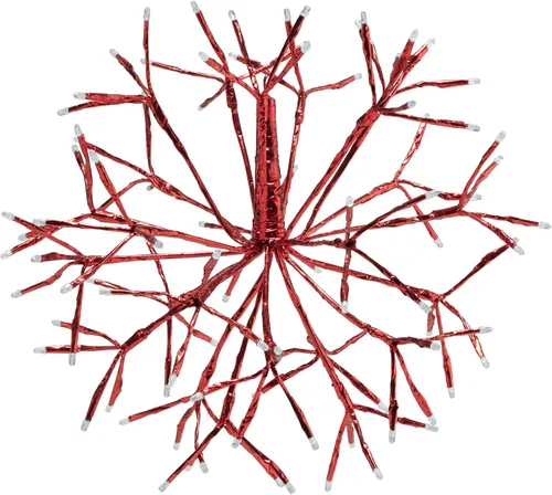 Miniatura 9 de Alpine Corporation Adorno de copo de nieve colgante en 3D de ramita de Navidad para interiores de 10 pulgadas de alto, con luces LED, rojo, Rojo