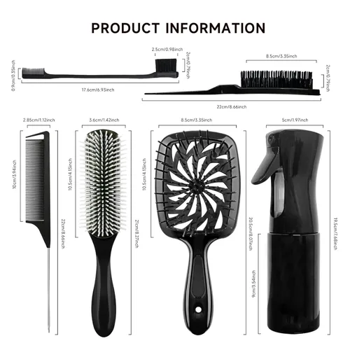 Miniatura 6 de Set de 11 piezas de cepillo para el cabello, cepillo para desenredar y botella de spray, 3 piezas de cepillo de pelo liso para niños pequeños