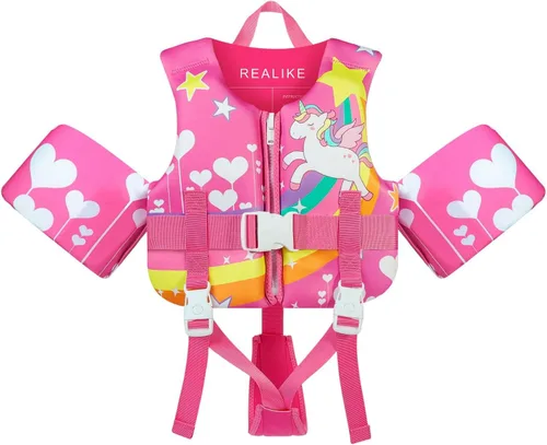 Miniatura 8 de REALIKE Chaleco de Natación para Niños Flotadores para Niños Pequeños Correa de Seguridad Ajustable Ayudas de Natación para Niños Pequeños Niños