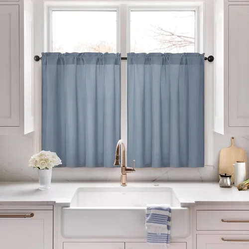 Miniatura 50 de HOMEIDEAS Cortinas Transparentes de Privacidad Blancas No Transparentes, 52 X 45 Pulgadas de Largo 2 Paneles Cortinas Transparentes Filtradoras