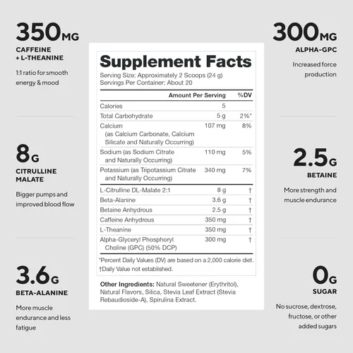 Miniatura 2 de LEGION Pulse Pre Workout - Bebida preentrenamiento de óxido nítrico totalmente natural para aumentar la energía, sin creatina, endulzada