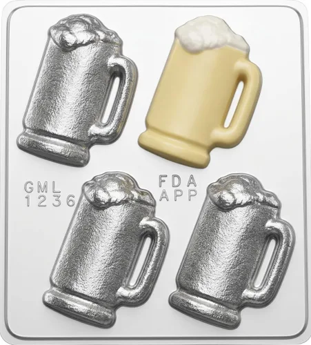 Miniatura 6 de Taza de cerveza Molde de caramelo de chocolate mediano 1236 con 4 cavidades
