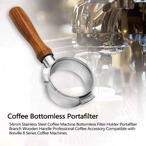 Miniatura 3 de Portafiltro sin fondo de 2.126 in, portafiltro desnudo sin fondo compatible con Breville serie 8 y máquinas Breville de 2.126 in Compatible