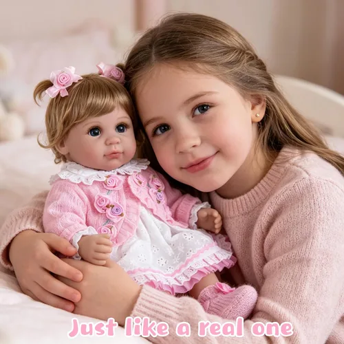 Miniatura 2 de EKOKIZ - Muñeca de bebé realista de 22 pulgadas, muñeca recién nacida con cuerpo de tela suave, muñecas Reborn de bebés realistas, lindas niñas