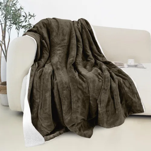 Miniatura 11 de Elegant Comfort - Manta reversible y ultra suave de franela con forro polar - Manta de sherpa navideña de invierno - Ligera, suave y acogedora