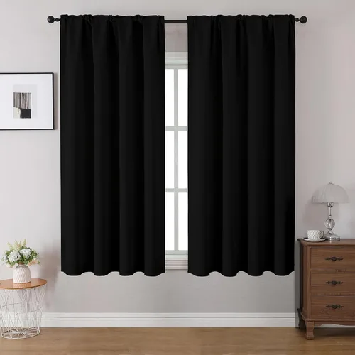 Miniatura 13 de CUCRAF Cortinas opacas de 45 pulgadas de largo, juego de 2 paneles para dormitorio, bolsillo para cortinero, cortinas de oscurecimiento