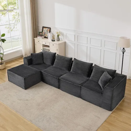 Miniatura 12 de Sofá modular modular de 107 pulgadas, moderno sofá seccional Cloud con asiento profundo, sofá deshuesado en forma de L con diván para sala de estar