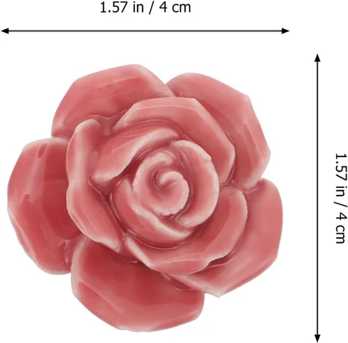Miniatura 8 de LIFKOME 8 tiradores de rosas de cerámica para gabinete, pomos de armario para cajones, pomos de puerta de flores de rosas florales, pomos