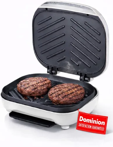 Dominion Parrilla eléctrica clásica de 2 porciones para interiores y prensa Panini, fácil almacenamiento y limpieza, perfecta para desayuno, queso a