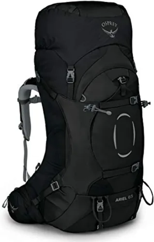 Osprey Ariel 65L Mochila de mochilero para mujer, negro, WXS/S