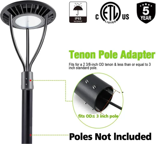 Miniatura 5 de Luz LED de poste superior con fotocélula del atardecer al amanecer, 20W/30W/40W/60W vatiaje seleccionable, 3000K/4000K/5000K CCT sintonizable, luces