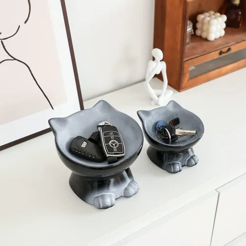 Miniatura 7 de Nihow Cuencos Elevados para Gatos/Perros: Juego de Cuencos Elevados de Cerámica de 5 Pulgadas para Comida y Agua de Gatos para Proteger la Columna